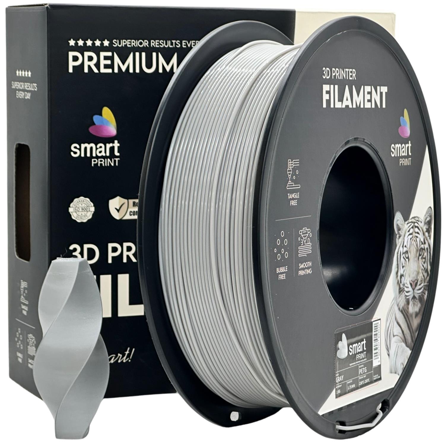 PETG-Filament grau Spule, Smart Print, 1,75 mm