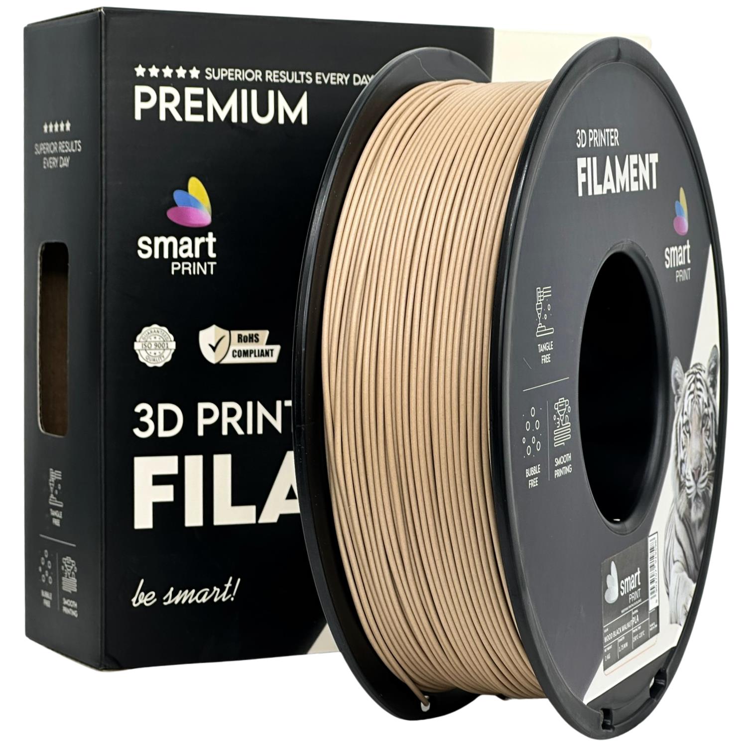 PLA Holz Nussbaum Filament Spule, Smart Print, 1,75 mm