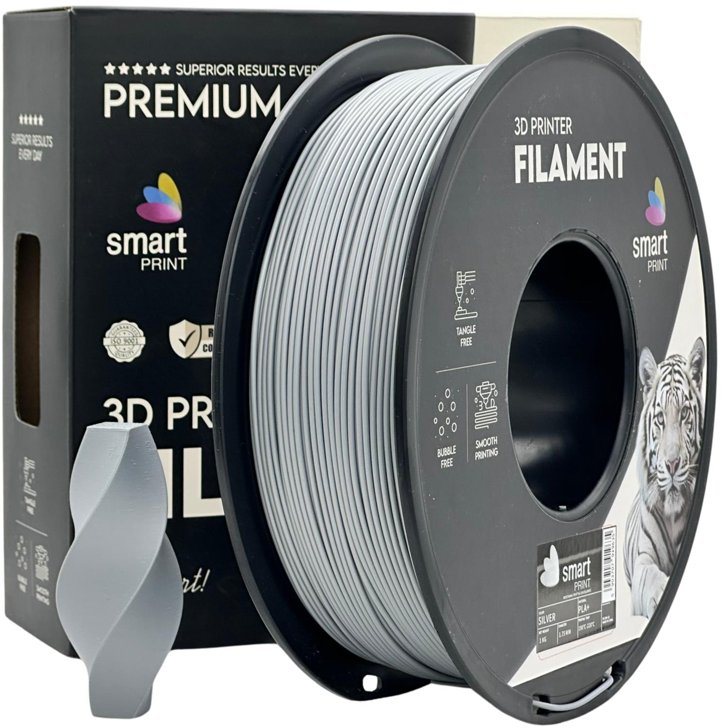 PLA+ Silber Filament Spule, Smart Print, 1,75 mm