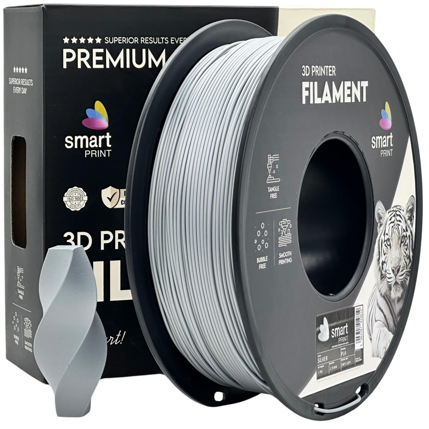 PLA-Filament Silber Spule, Smart Print, 1,75 mm
