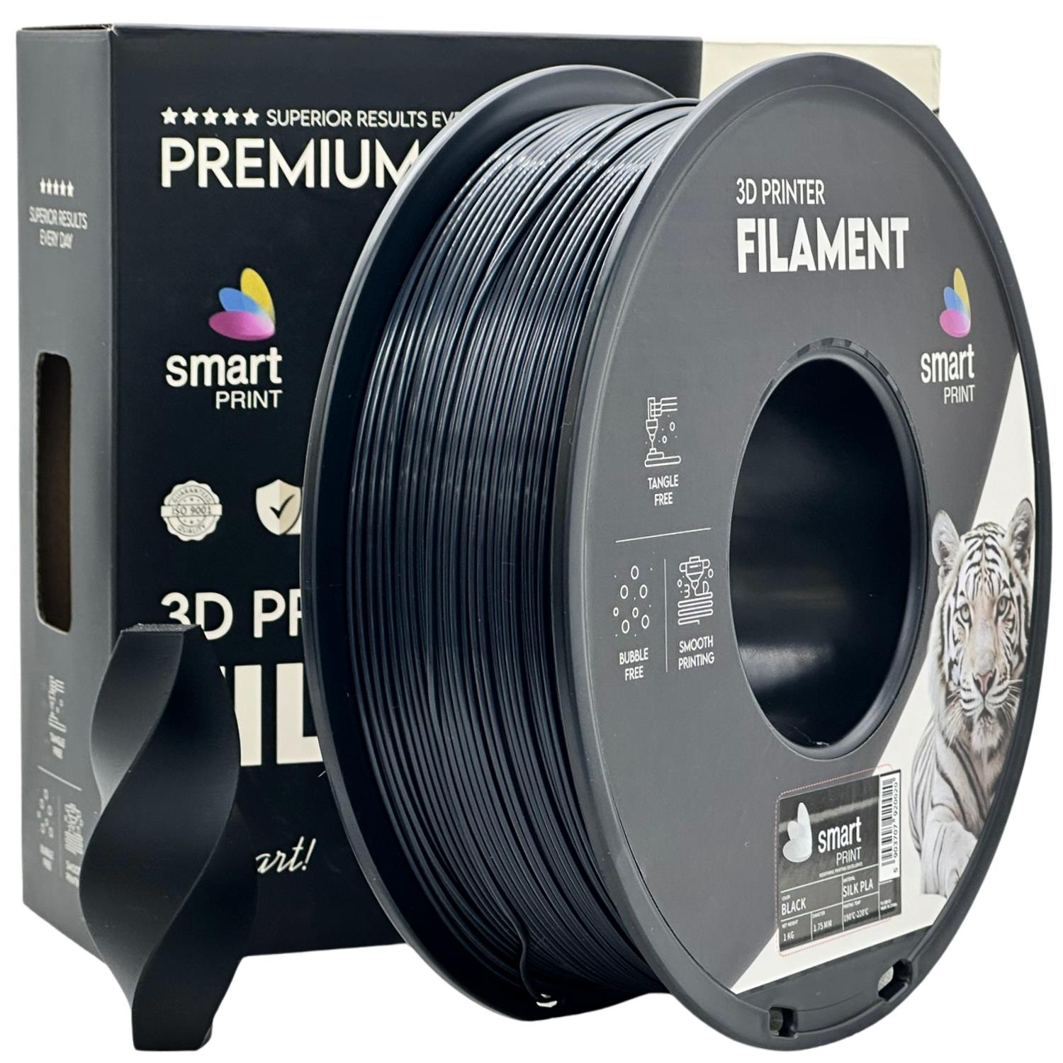 Silk PLA schwarz Filament Spule, Smart Print, 1,75 mm