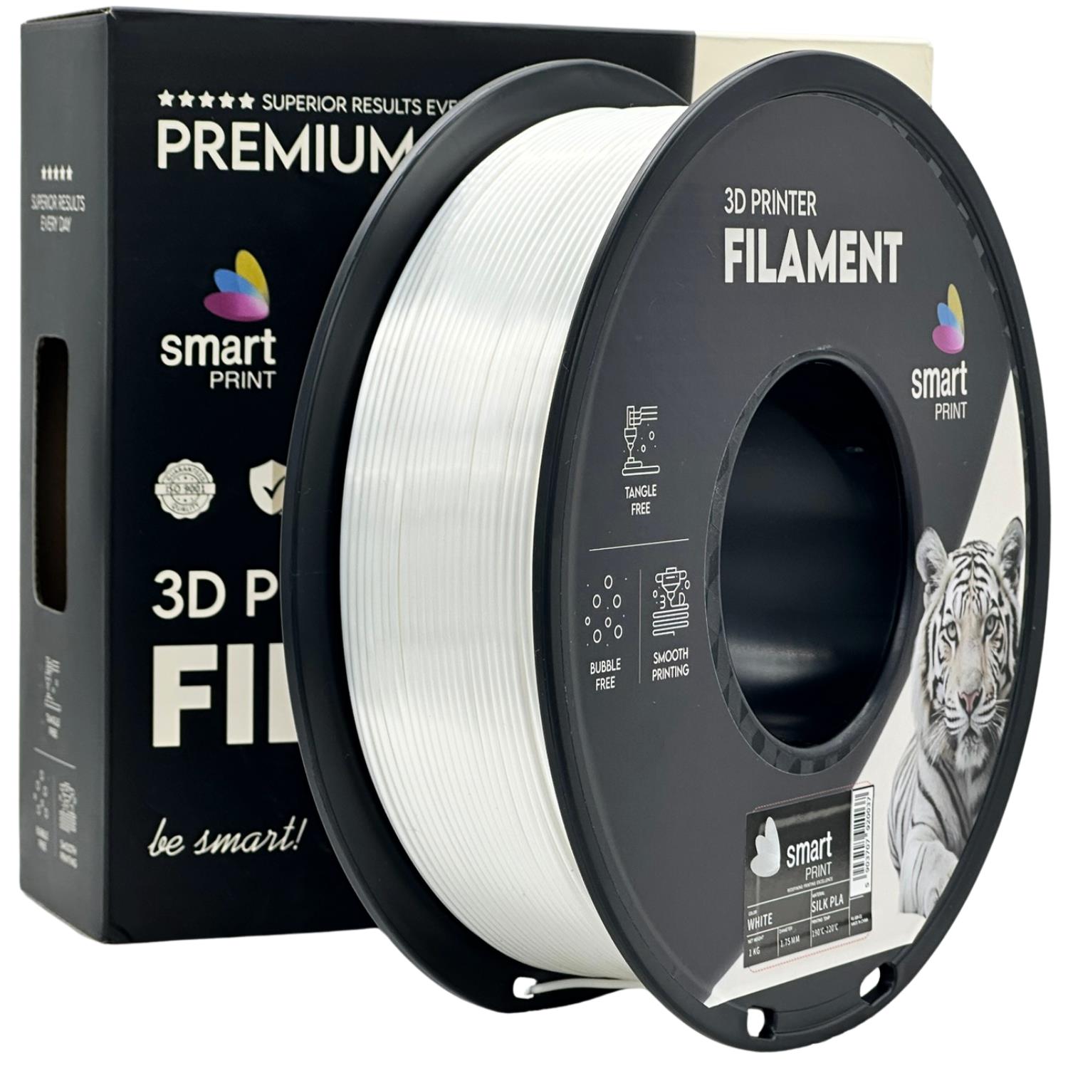 Silk PLA weiß Filament Spule, Smart Print, 1,75 mm