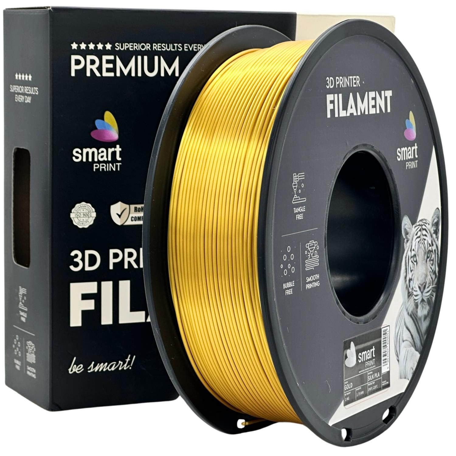 Silk PLA Gold Filament Spule, Smart Print, 1,75 mm
