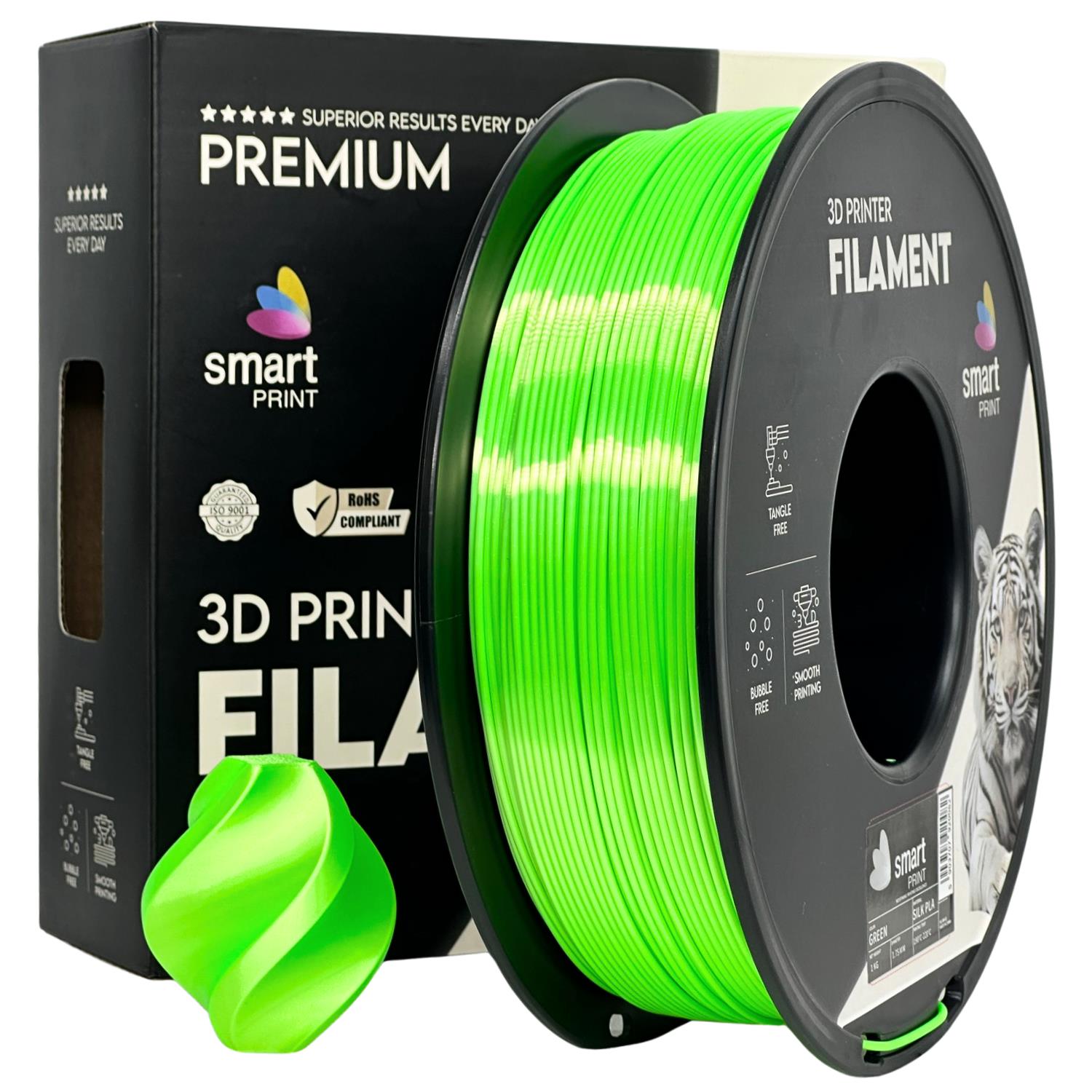 Silk PLA grün Filament Spule, Smart Print, 1,75 mm