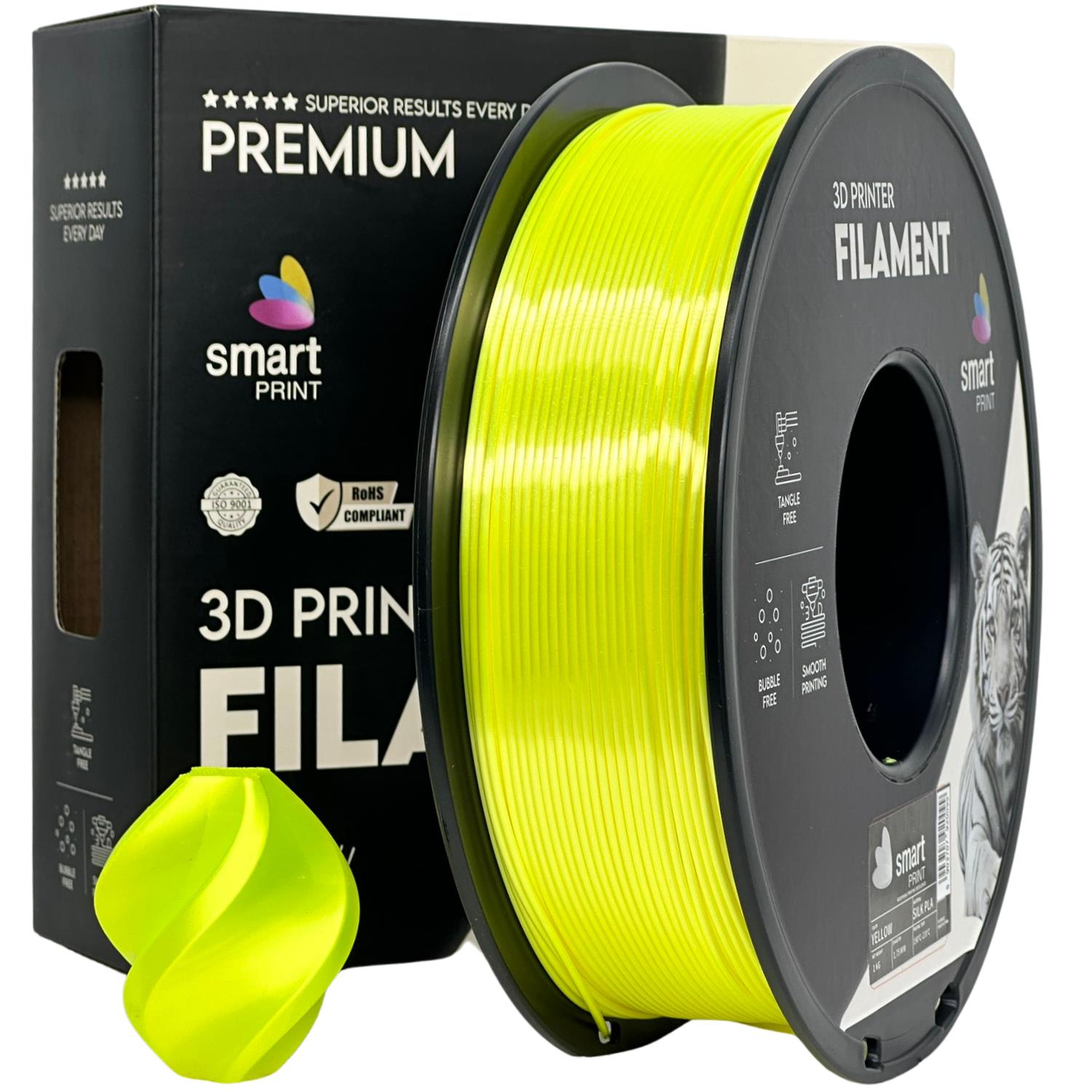 Silk PLA gelb Filament Spule, Smart Print, 1,75 mm