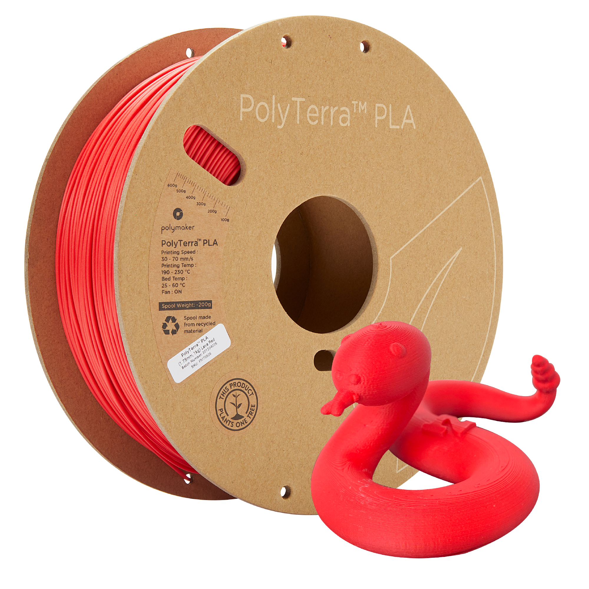 PLA matt Rot Filament Spule, Polymaker, 1,75 mm