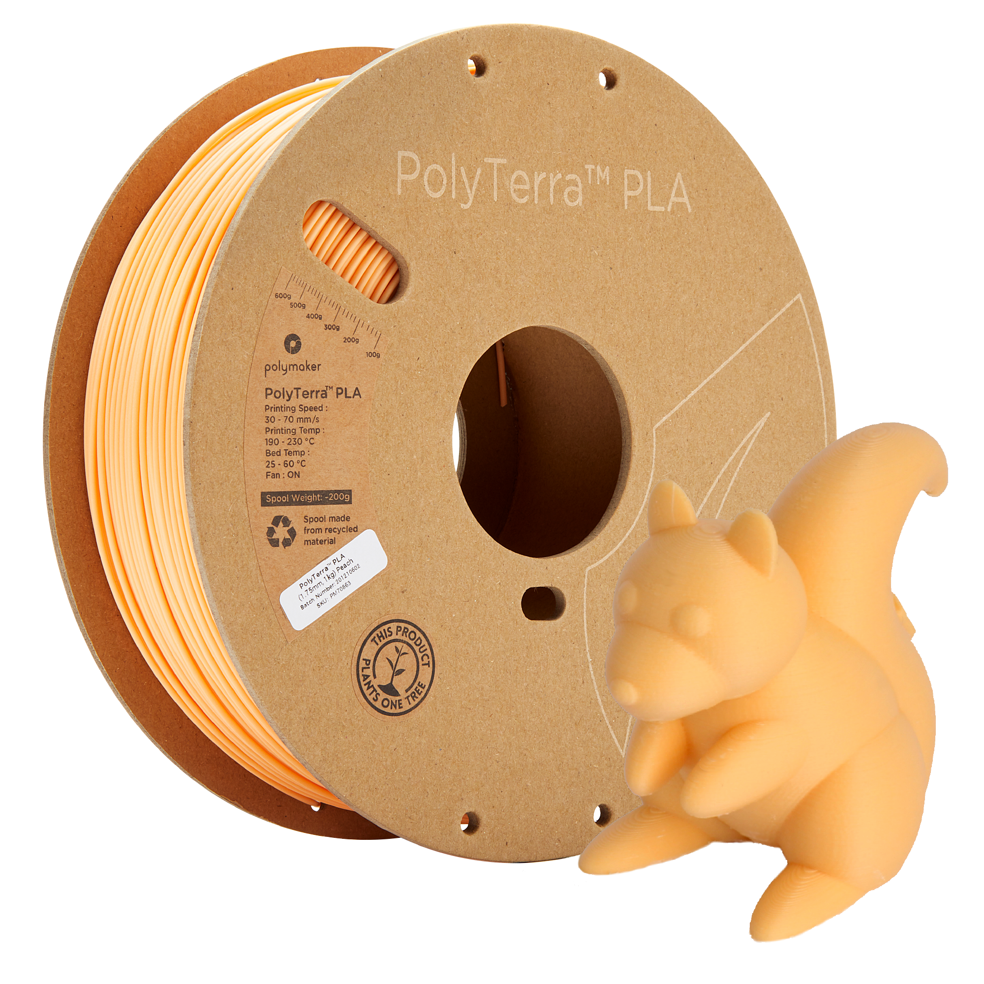 PLA matt Pastellpfirsich Filament Spule, Polymaker, 1,75 mm